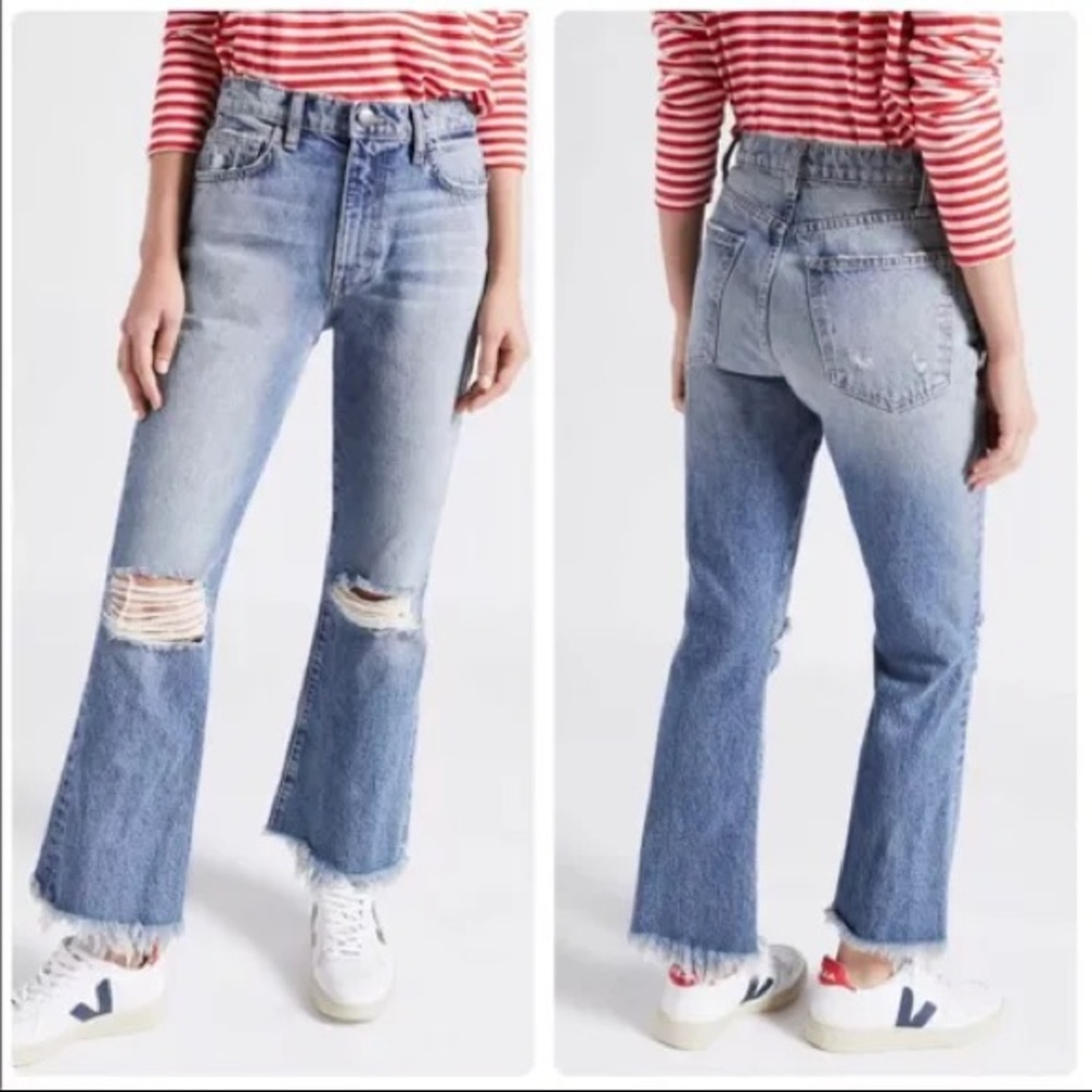 Current Elliott - The High Waist Crop Kick Jean in Colette Destroy w/ Uneven Hem